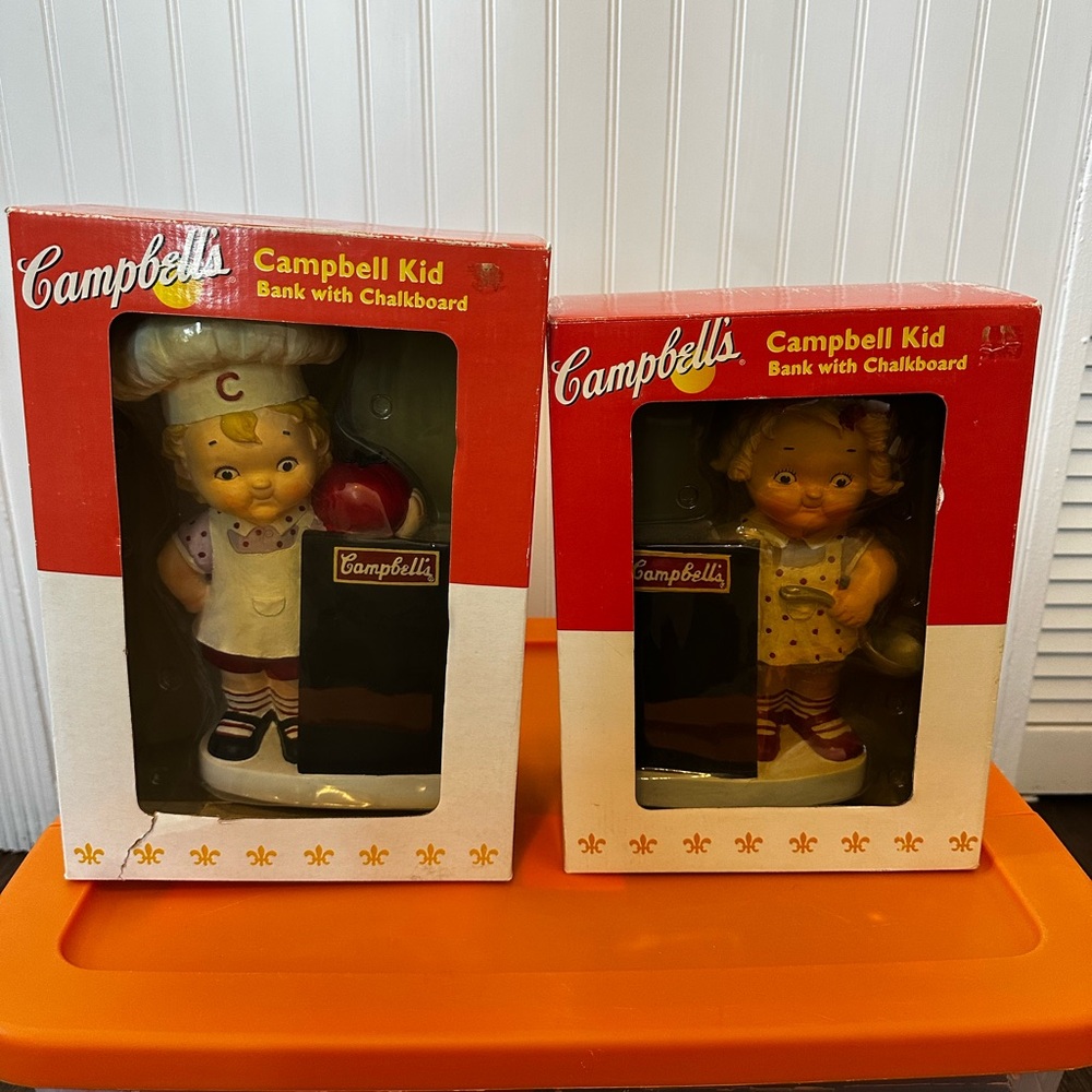 Campbell Kid Bank with Chalkboard 2004 In Original Box Ceramic